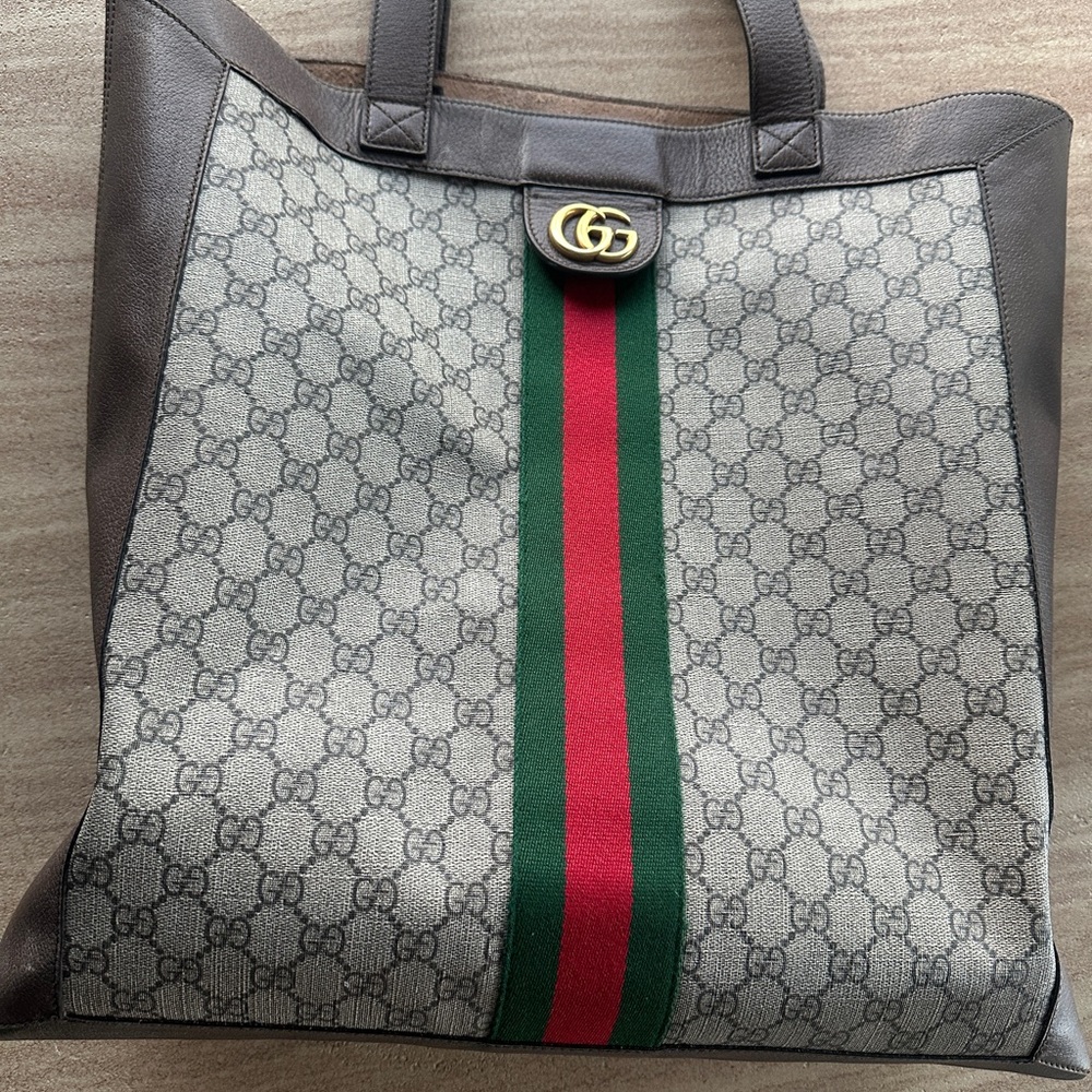 Gucci Beige and Brown Tote with Iconic Stripes - Picture 5 of 14